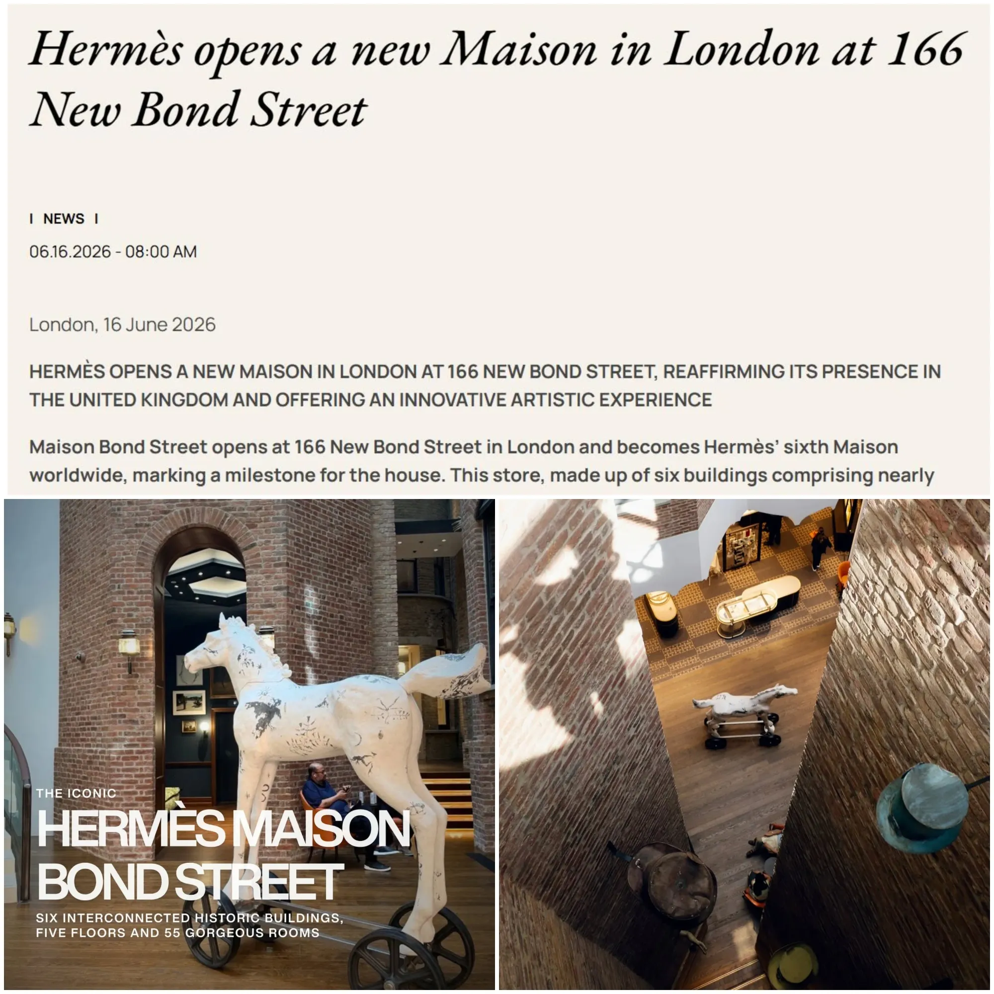 Hermès目前全球共有六個Maison據點，巴黎總店沿用歷史名稱，其餘紐約、東京、上海、首爾及倫敦則直接以「Hermès Maison」命名。