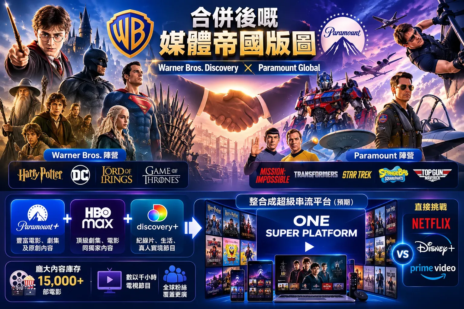 合併後嘅媒體帝國版圖