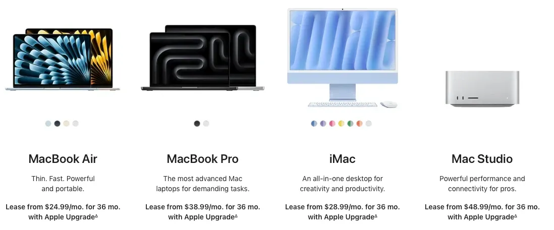 3. Mac 電腦系列(提供 24 或 36 個月租約)
