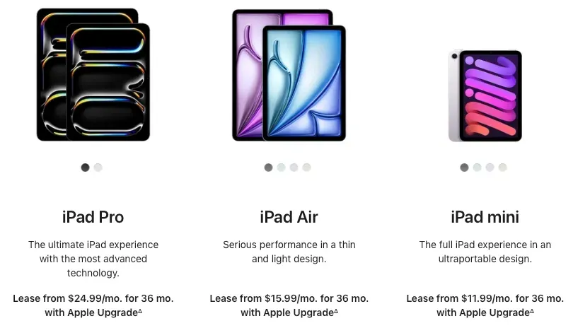 4. iPad 平板電腦系列(提供 24 或 36 個月租約)