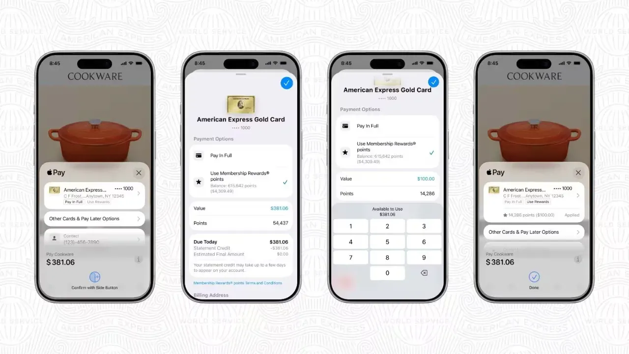 持卡人可以直接喺 Apple Pay 嘅結帳介面入面,用 Membership Rewards(MR)積分抵銷消費金額。
