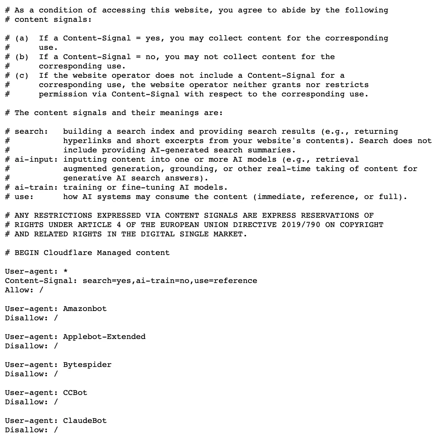 喺互聯網世界入面,網站通常會用一個名為 robots.txt 嘅檔案嚟管理網絡爬蟲。