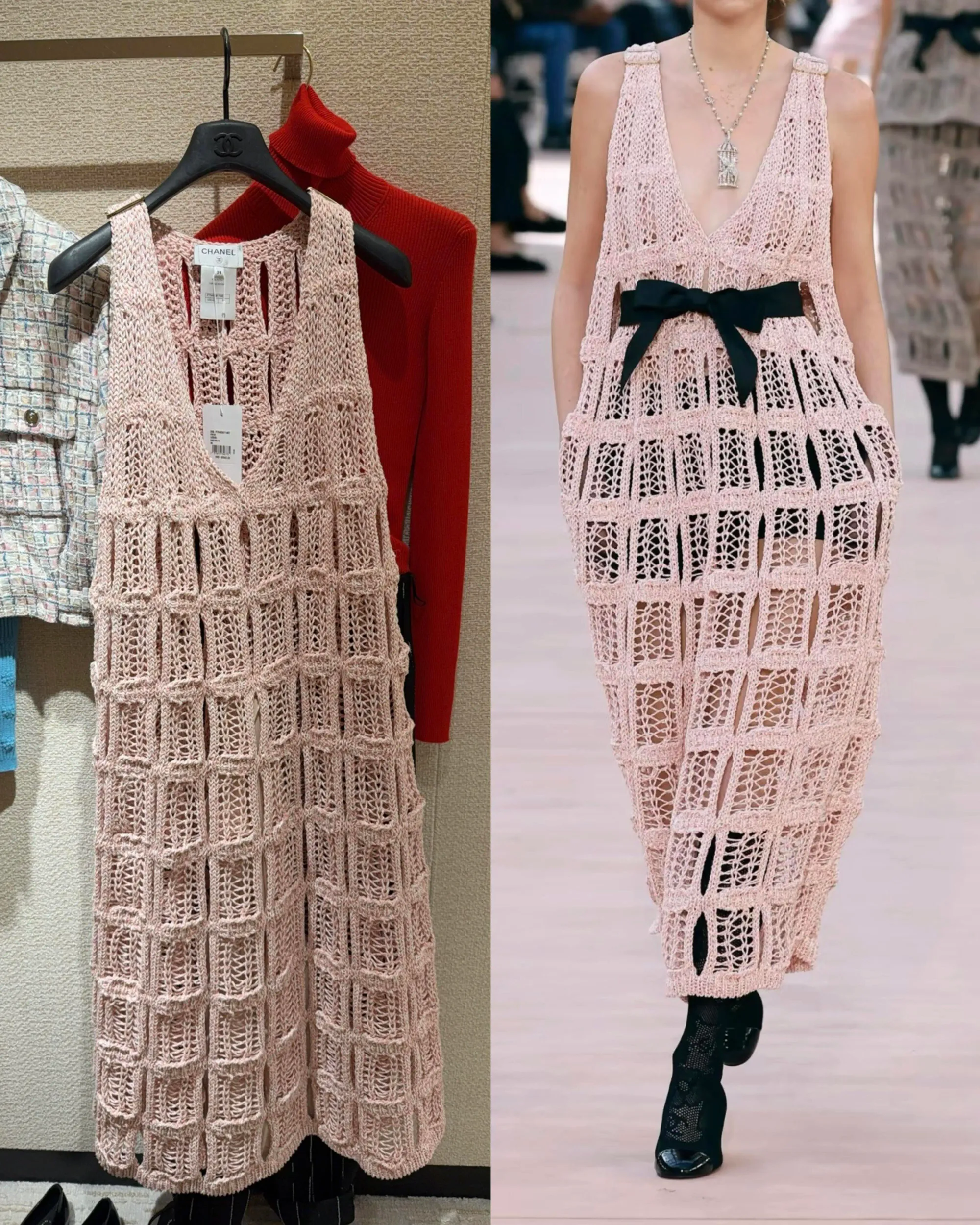 香港 CHANEL 2026 Summer Markdown 購物分享。收藏者展示今次留意嘅粉色針織長裙款式，並提到部分近季度 Ready-to-Wear（服飾）仍可於 Markdown 中見到。分享中形容粉色調配合柔軟剪裁及品牌特色細節，呈現較女性化及具裝飾感嘅設計風格。