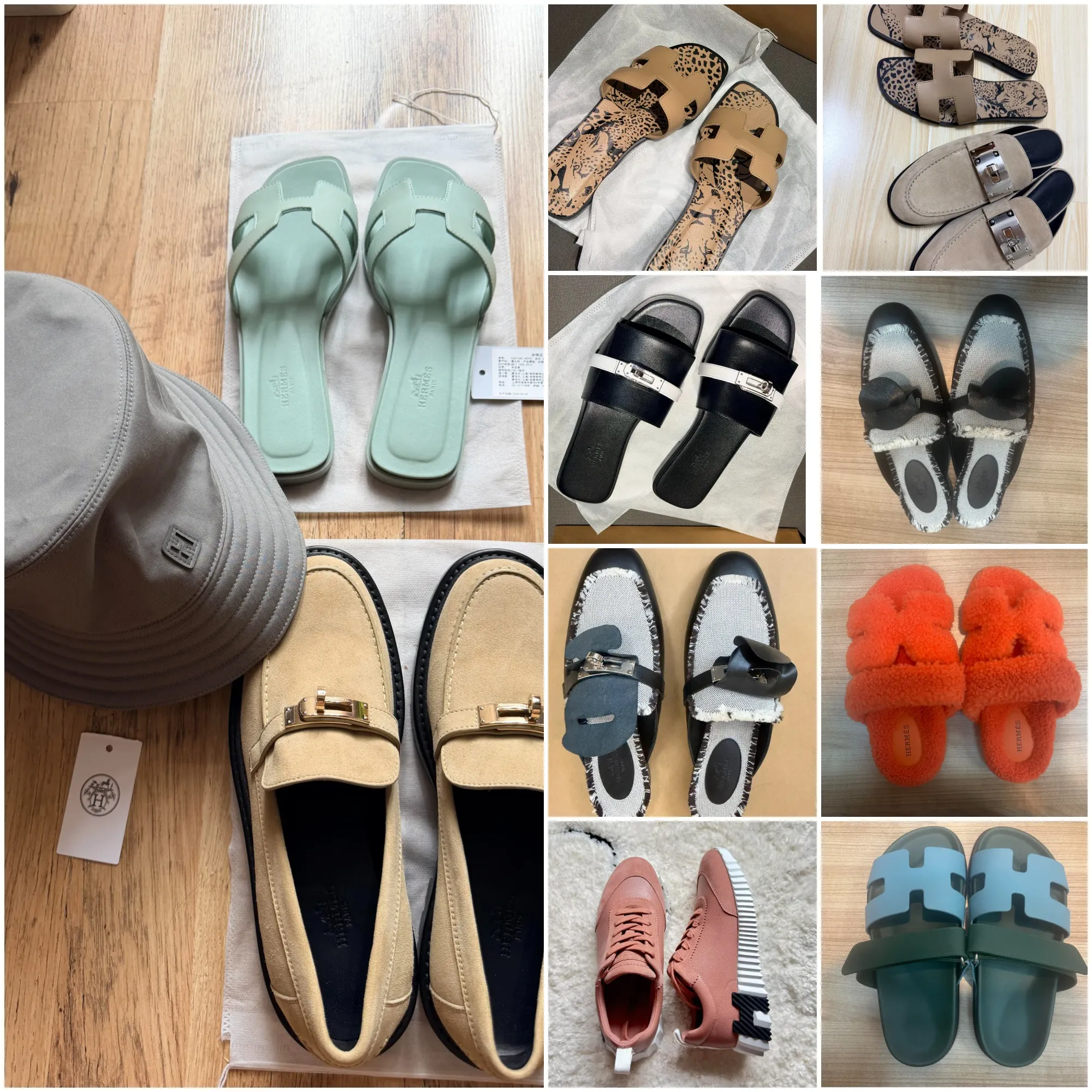 北京Hermès Private Sale鞋履戰利品，包括H拖、Kelly扣鞋及其他男女裝鞋履；多位網民表示鞋區仍然係入場後主要選購區域之一。