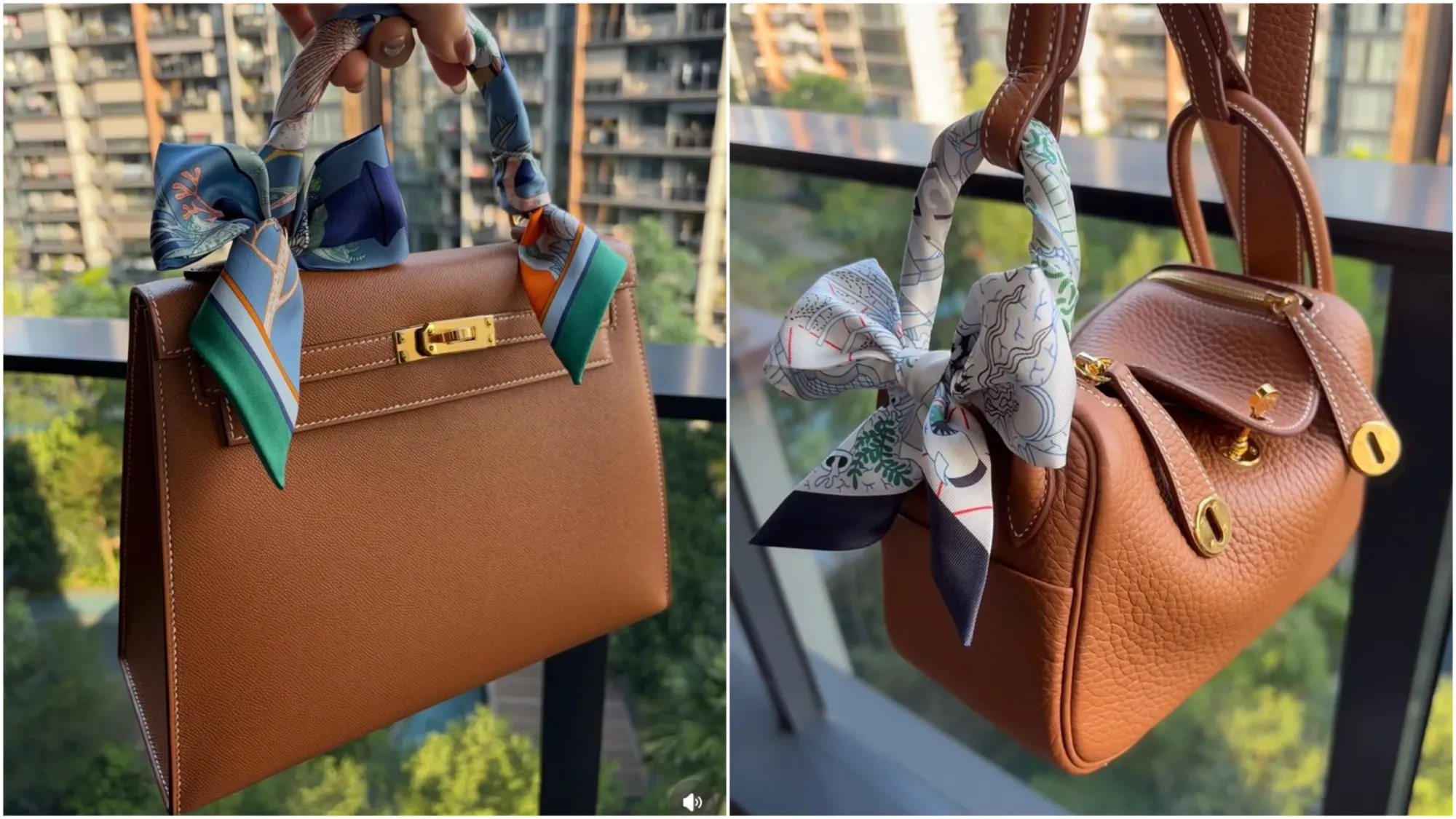 網民分享Private Sale購入Twilly，分別綁上Lindy及Kelly，展示實際上袋效果。