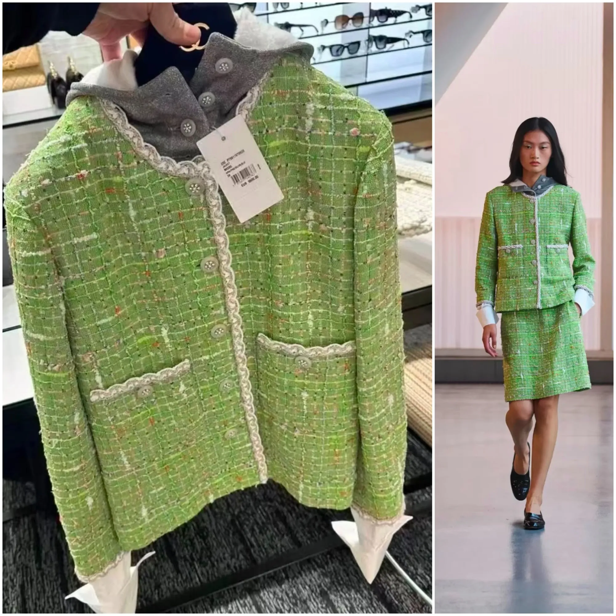 香港&nbsp;CHANEL 2026 Summer Markdown&nbsp;現場分享。圖中可見&nbsp;2024/25&nbsp;早春度假系列（Cruise 2024/25）&nbsp;綠色外套亦見於今季&nbsp;Markdown&nbsp;商品之中，反映部分過往季度&nbsp;Ready-to-Wear（服飾）有機會納入今次減價範圍。實際商品及庫存會因應專門店安排而有所不同。