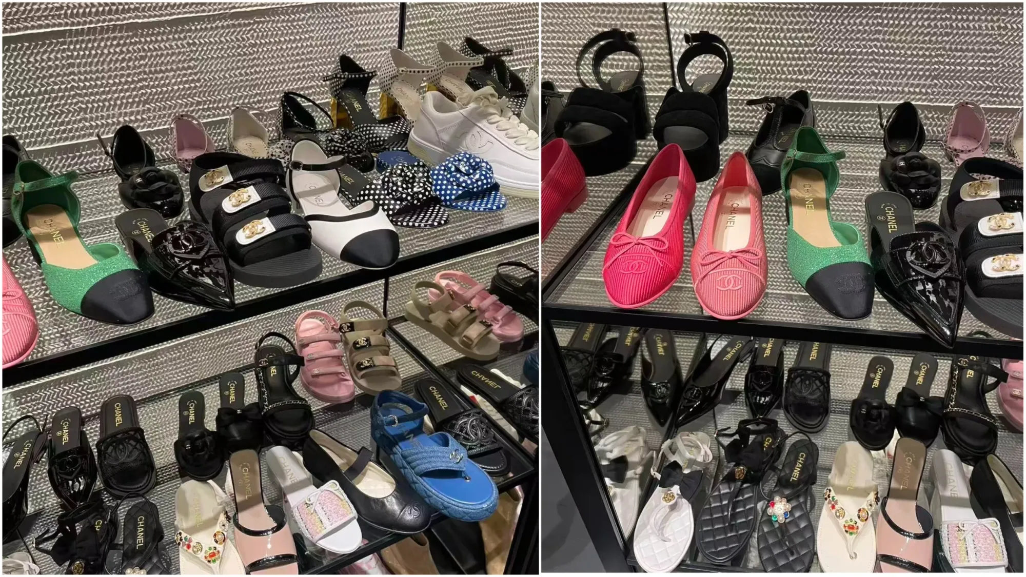 上海 CHANEL 2026 Summer Markdown 鞋履分享。圖中可見減價鞋履款式,包括拖鞋及其他鞋款。根據收藏者分享,今季鞋履選擇有限,但仍有部分款式值得留意。