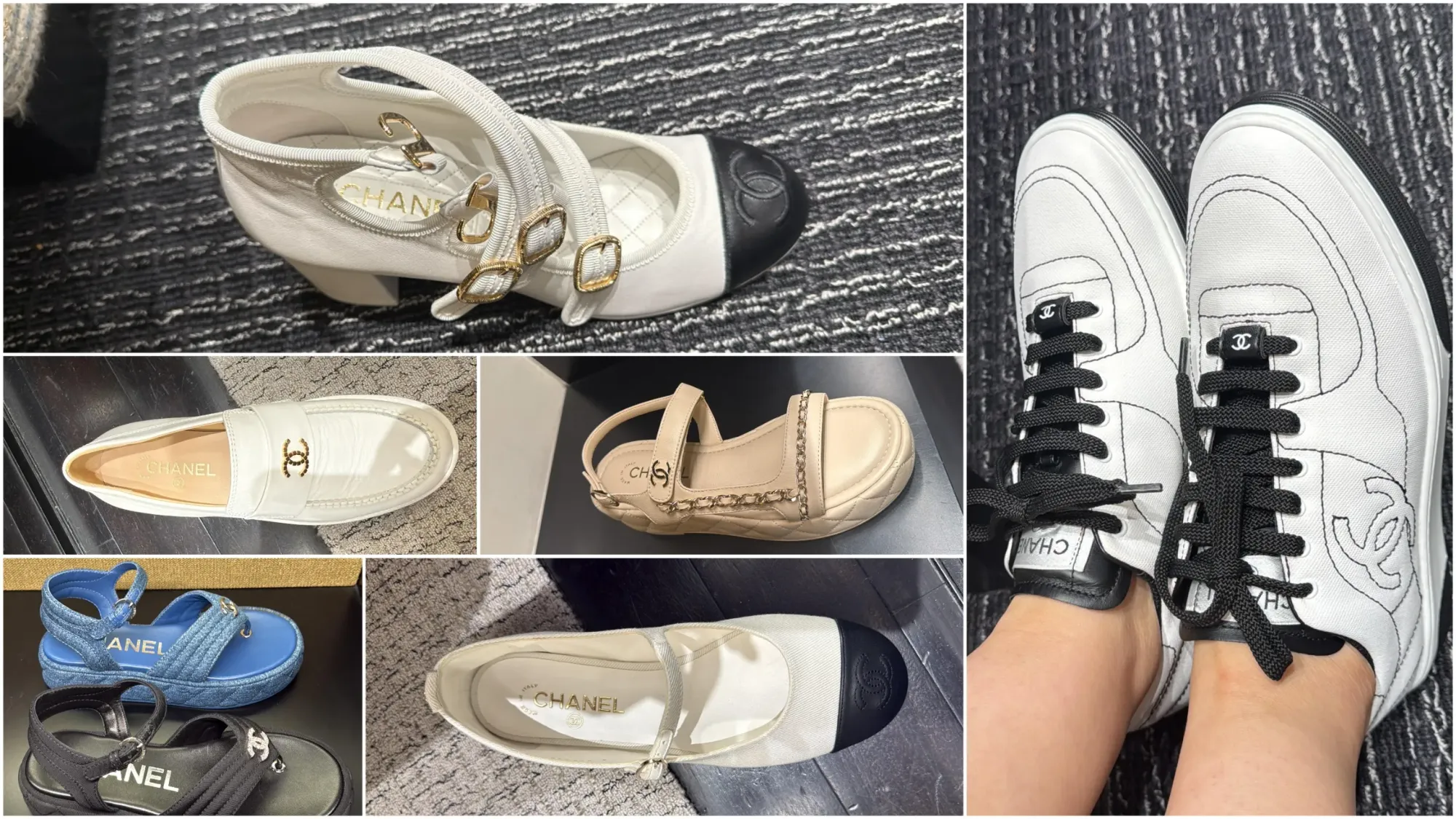 香港 CHANEL K11 Boutique 2026 Summer Markdown 現場分享。照片展示店內減價鞋履款式。根據收藏者公開分享，不同專門店嘅鞋履款式及尺碼供應都有機會不同，因此即使同一市場，唔同 Boutique 現場所見商品亦可能存在差異。
