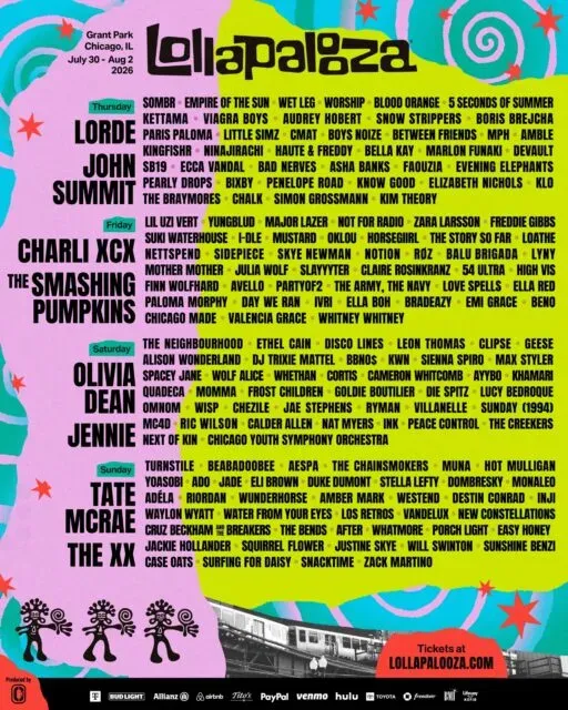 2026年度芝加哥 Lollapalooza 音樂節（Lollapalooza Chicago）盛大舉行，吸引多位韓國流行音樂（K-Pop）藝人同埋國際巨星登台演出。
