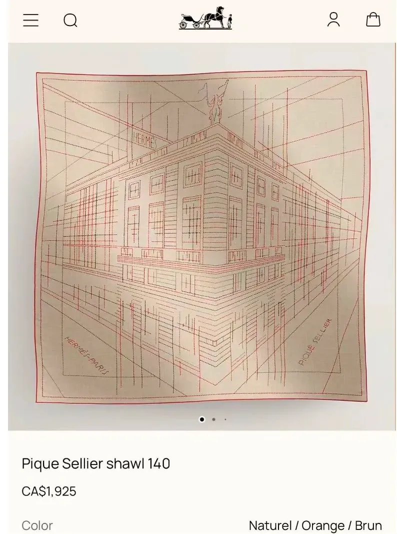 2026 Singapore Hermès Private Sale出現140×140 Cashmere Silk Shawl,參加者特別提到經典建築圖案及棕色配色。