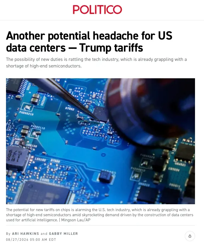 根據政治新聞網站《政客》(Politico)嘅報導,特朗普政府(Trump administration)正考慮大幅擴大之前嘅關稅範圍。