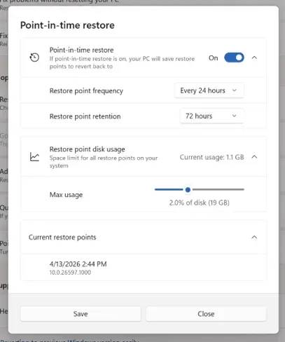 8月24日,微軟(Microsoft)透過官方技術支援文件公佈,將於今年稍後推出的 Windows 11 版本 26H2 中,預設啟用名為「點即時還原」(Point-in-time restore)嘅系統保護功能。