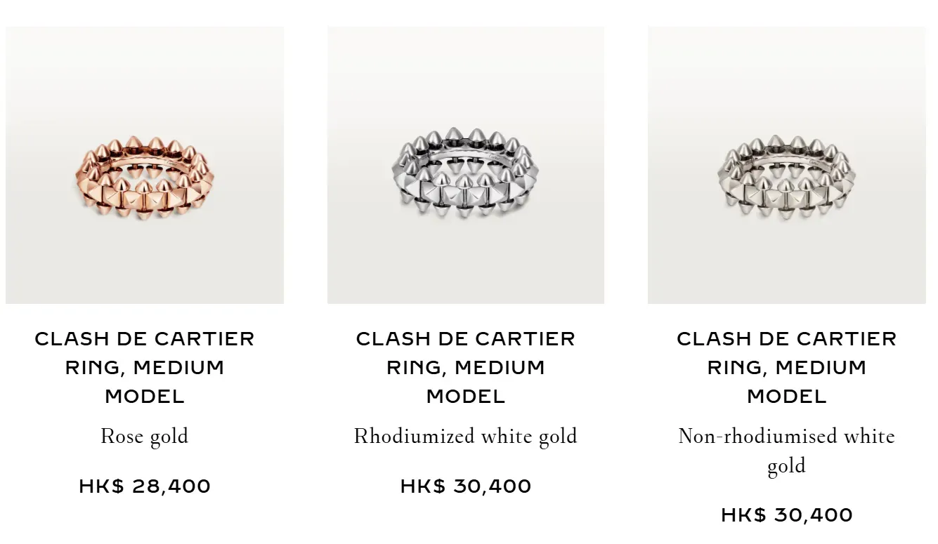 Cartier CLASH&nbsp;戒指採用&nbsp;studs、beads&nbsp;同&nbsp;clous carrés&nbsp;等幾何元素組合，形成具有立體感嘅設計結構。