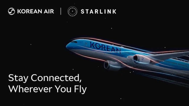 大韓航空(Korean Air)喺9月15日正式啟動免費星鏈(Starlink)機上 Wi-Fi 服務。