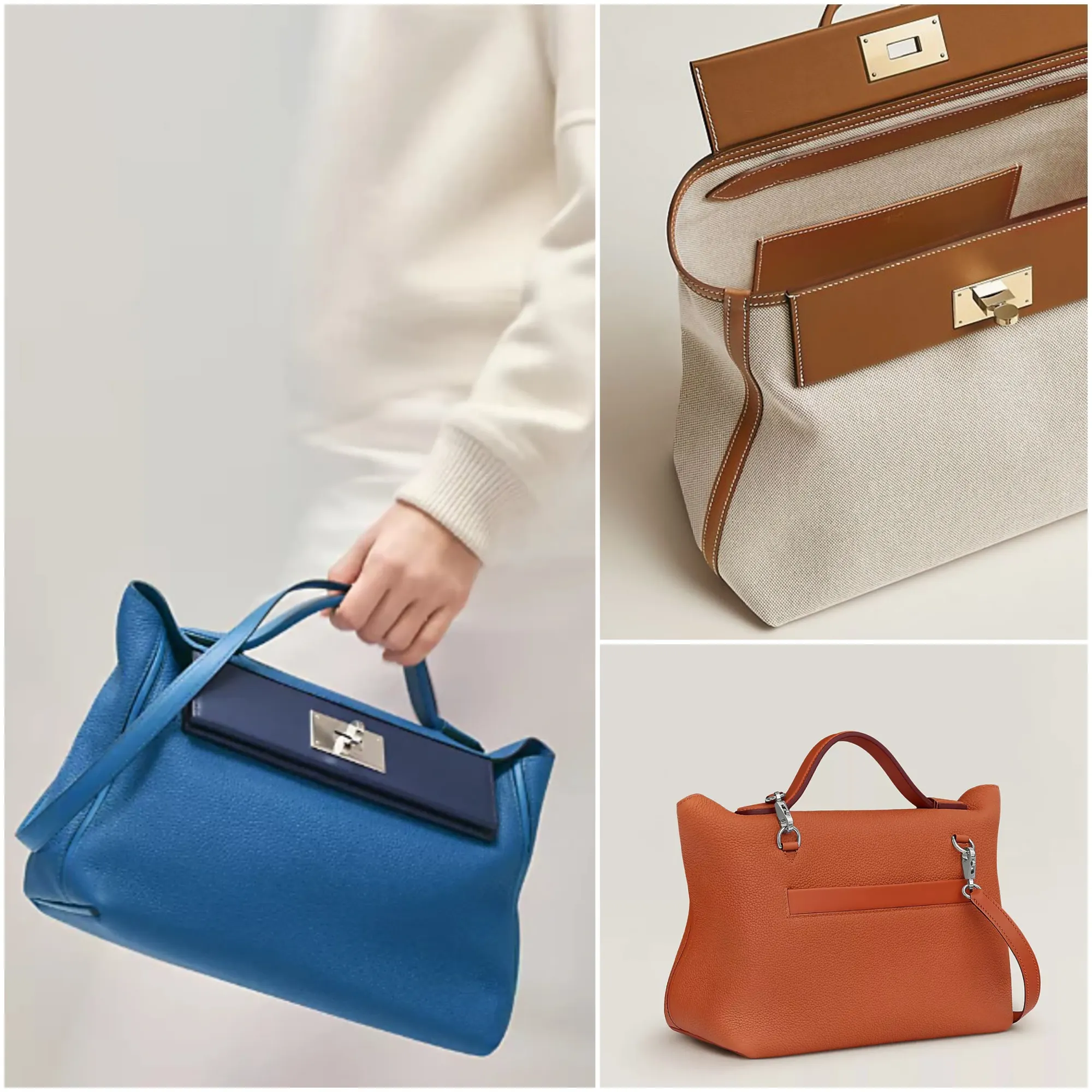 Hermès&nbsp;官方介紹&nbsp;24/24&nbsp;設計理念：以圓角旋轉扣（Twist Clasp）取代&nbsp;Kelly&nbsp;常見鎖頭設計，兼顧優雅外形同開合便利；手柄採用人手縫製固定，強調舒適手感；袋背則加入隱藏式外袋，方便收納電話等日常常用物品，體現品牌希望結合經典設計與實用功能嘅理念。