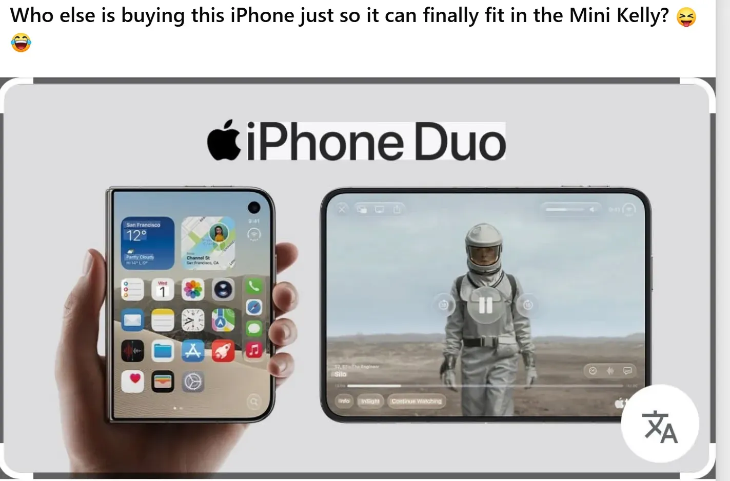 Facebook Hermès愛好者群組討論iPhone Duo與Mini Kelly,網民以「終於放得入Mini Kelly」嘅角度開玩笑。