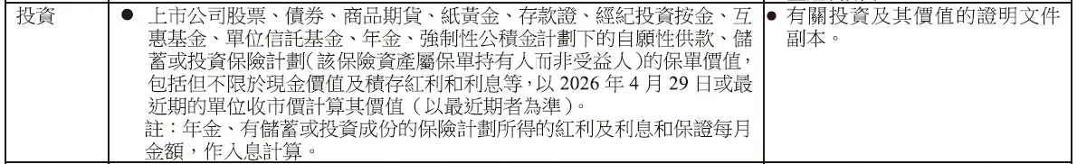 「居屋2025」申請指南附錄甲列明，家庭總資產淨值嘅投資項目包括「儲蓄或投資保險計劃」，屬申請人需要留意及申報嘅資產類別之一。
