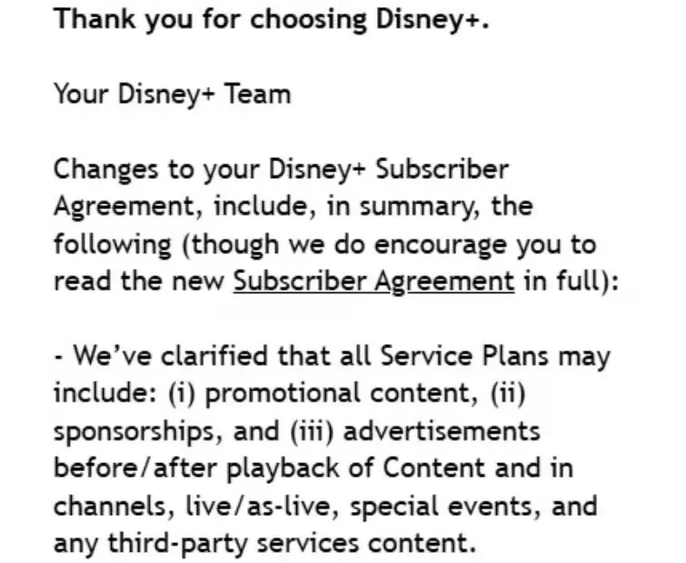 Disney+ 喺上星期（9月14日至20日期間）向英國等地嘅用戶發送電郵，詳細列明今次合約嘅變動。