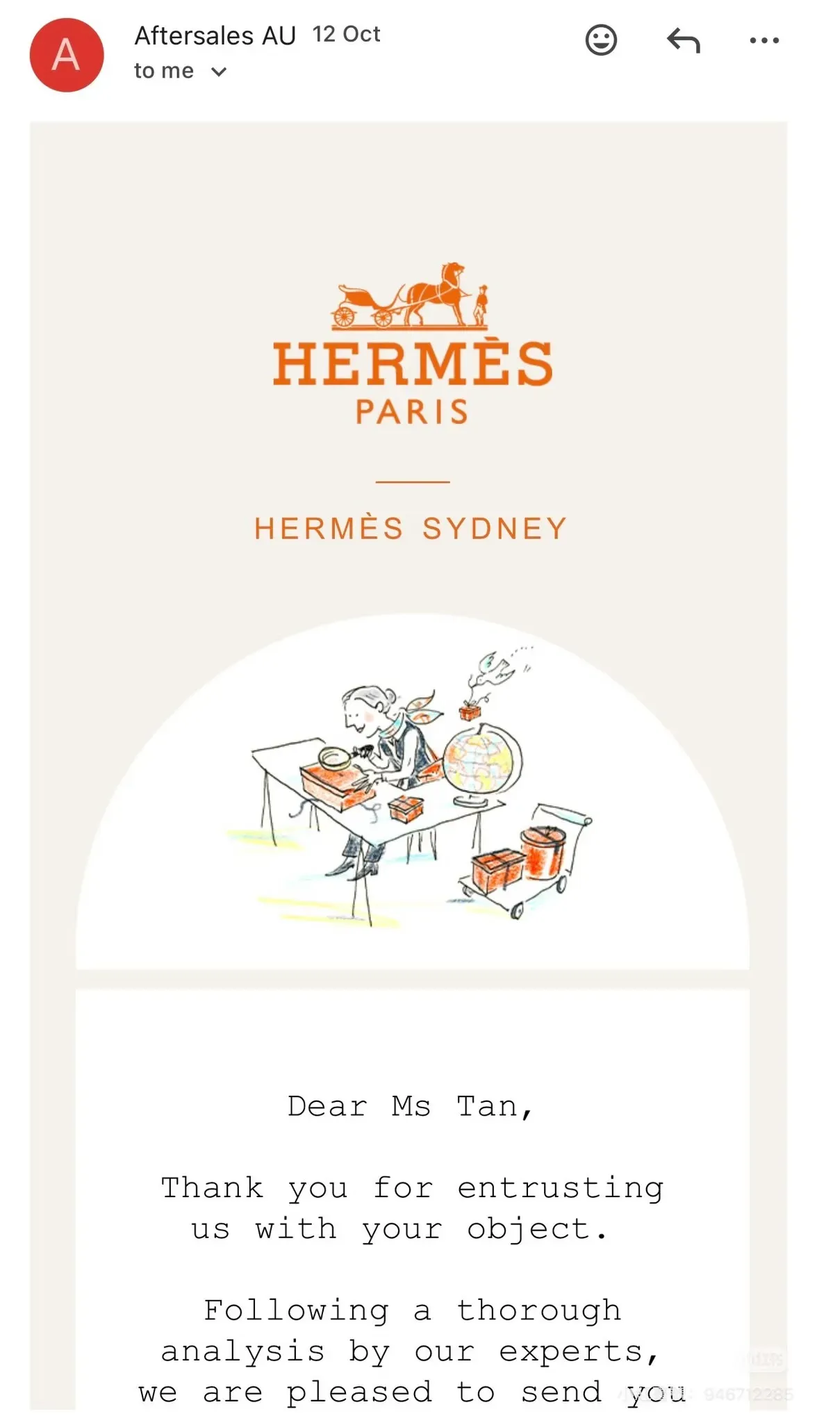 悉尼網民分享 Hermès 鞋履維修報價單,預計維修時間約 12 星期。