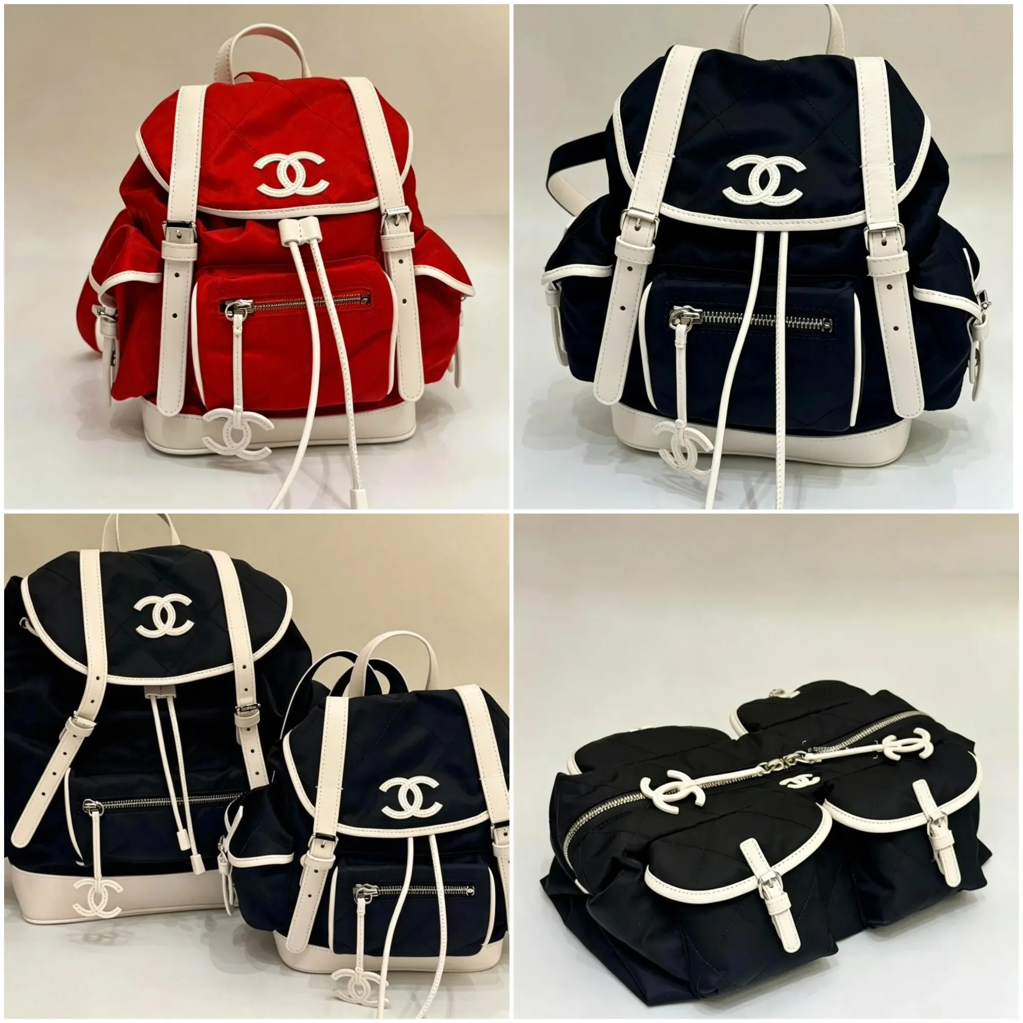Chanel Coco Neige 26N滑雪系列毛絨小福袋實物圖。相較於形象照，實物照片可進一步觀察袋身輪廓及毛絨材質呈現，卡其色配搭亦成為網民關注重點。