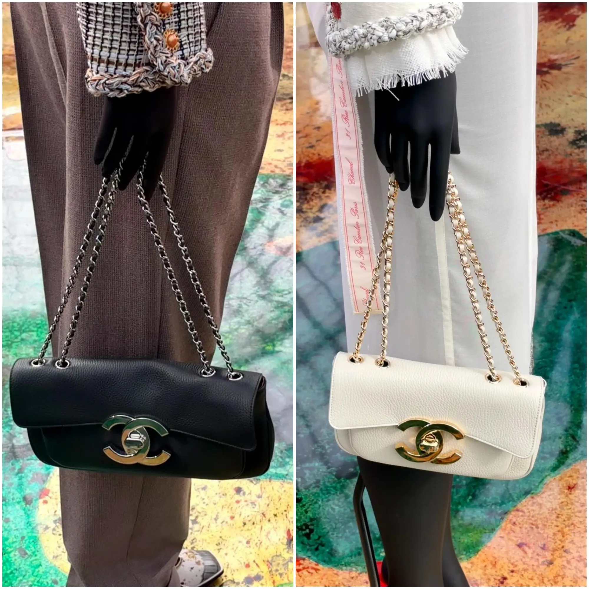CHANEL 2027春夏系列超大&nbsp;CC&nbsp;鎖扣口蓋包，長形軟身袋體配大型&nbsp;CC&nbsp;轉鎖，成為袋面主要視覺焦點。