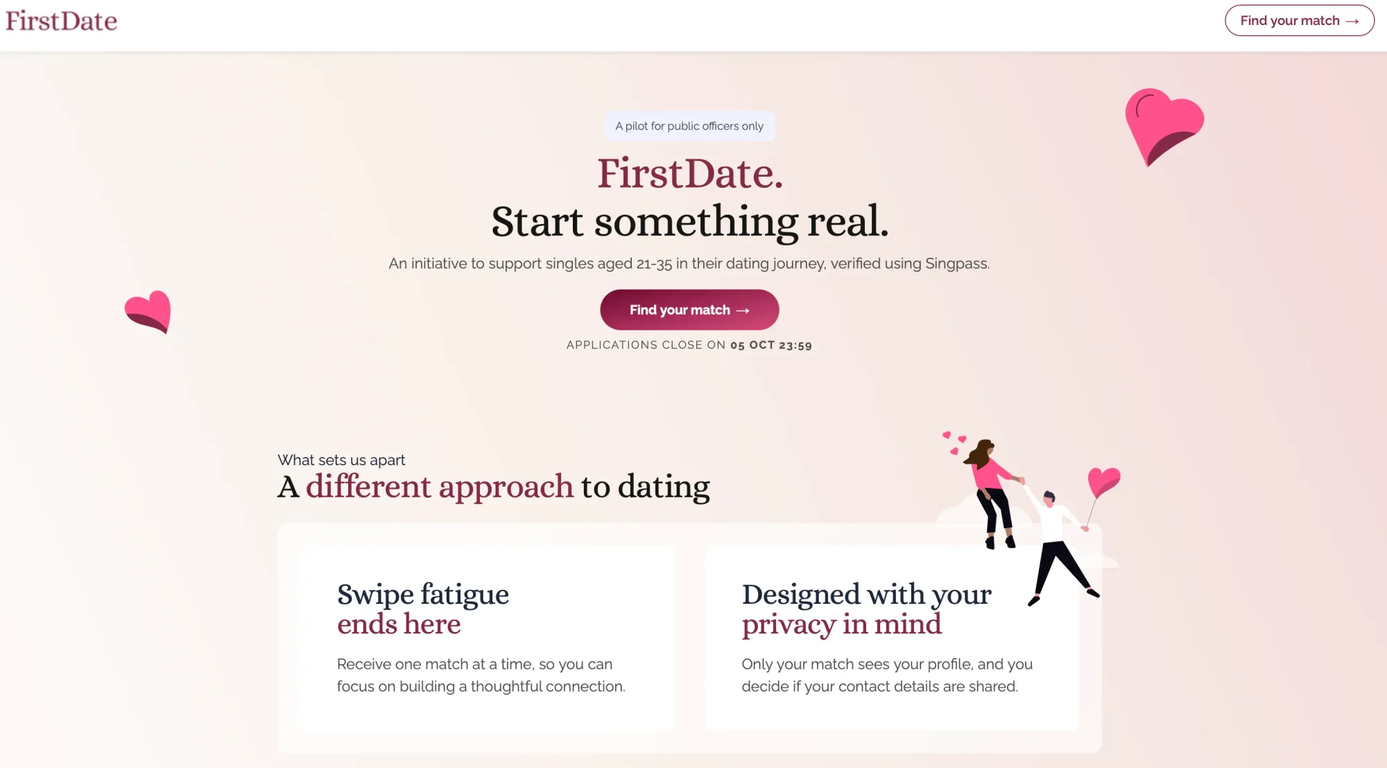 新加坡政府科技署(GovTech)近日宣布咗一個名為「FirstDate」嘅相親試點計劃,專門針對21至35歲嘅未婚公務員。