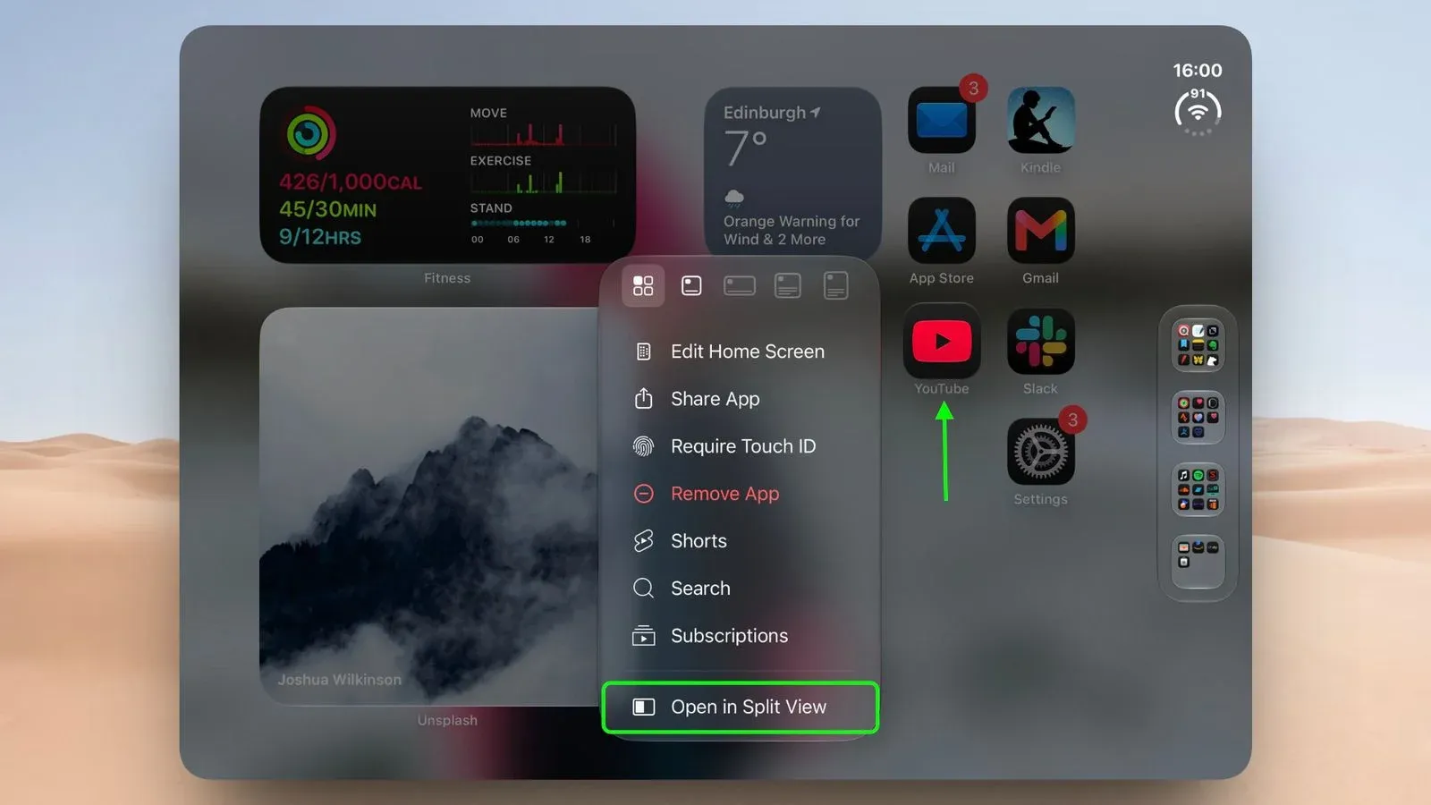 長按某個 App 圖標,然後點擊「以 Split View 開啟」(Open in Split View)。