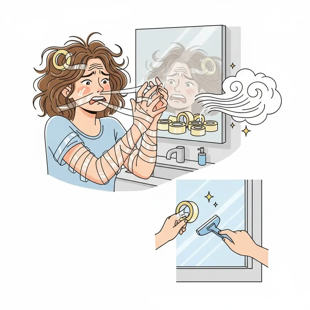 撕膠紙不留痕|女子撕膠帶崩潰 黐住唔走？教你清得乾乾淨淨！🌪️(Gemini AI製圖)
