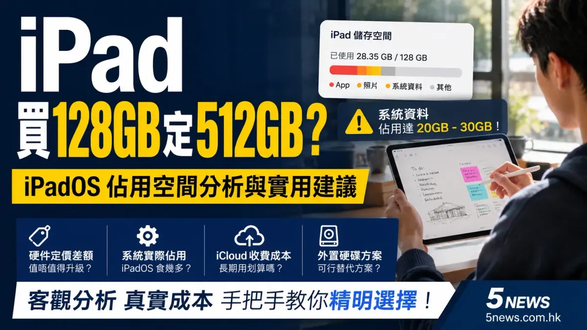 iPad 買 128GB 定 512GB？iPadOS 佔用空間分析與實用建議