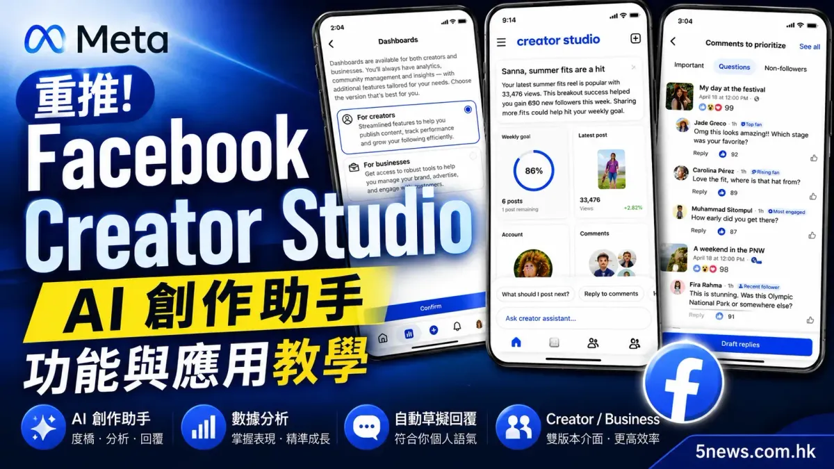Meta 重推 Facebook Creator Studio：AI 創作助手功能與應用教學