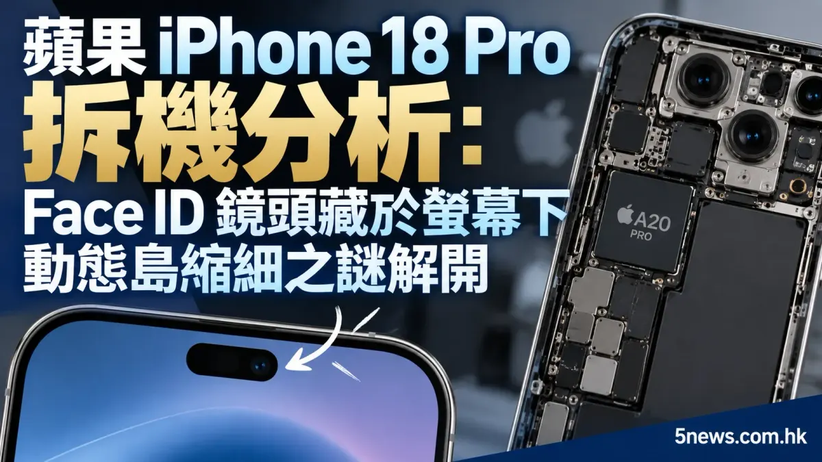 蘋果 iPhone 18 Pro 拆機分析：Face ID 鏡頭藏於螢幕下，動態島縮細之謎解開