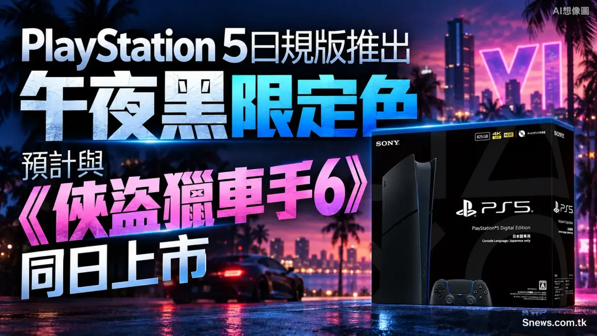 PlayStation 5日規版推出午夜黑限定色 預計與《俠盜獵車手6》同日上市