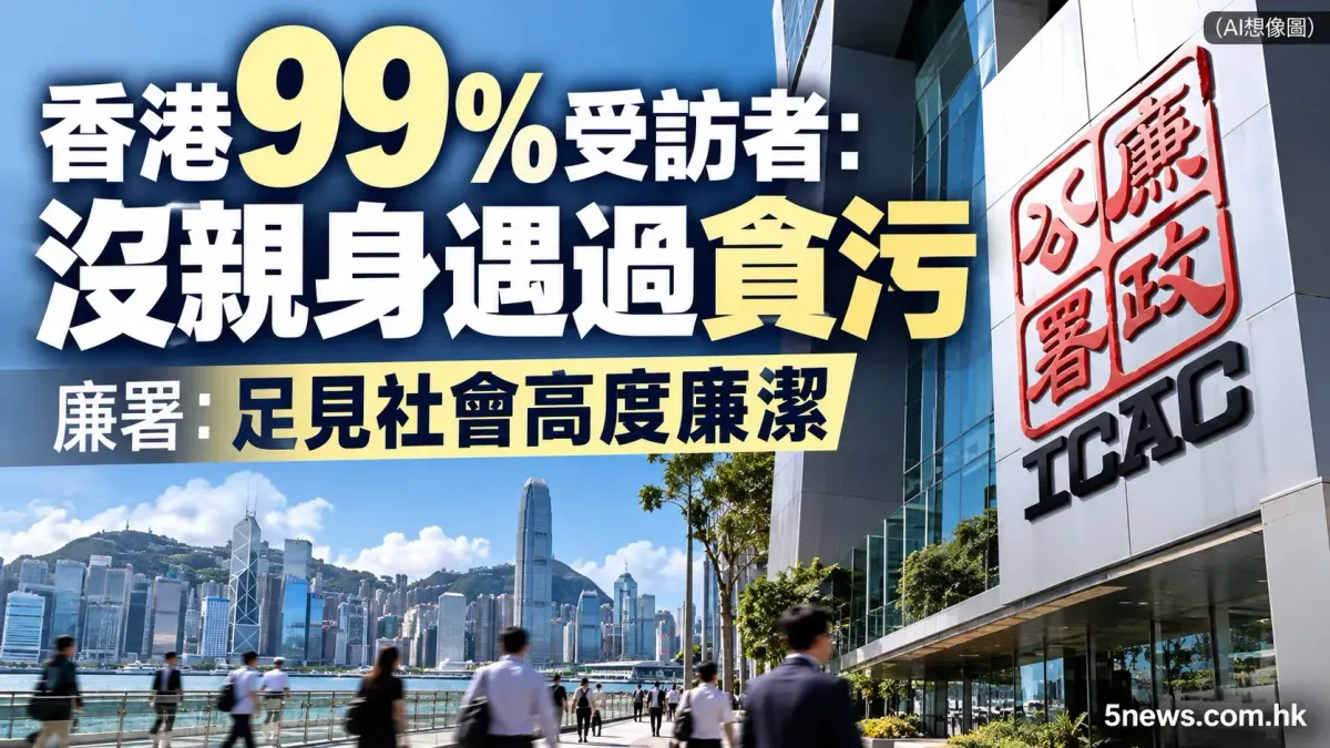 香港99%受訪者：沒親身遇過貪污　廉署：足見社會高度廉潔