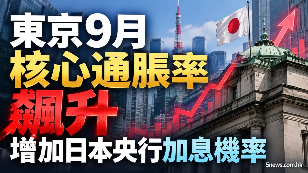 東京9月核心通脹率飆升 增加日本央行加息機率