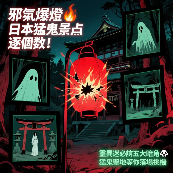 猛鬼傳聞|邪氣爆燈🔥日本猛鬼景點逐個數！靈異迷必訪五大暗角👻猛鬼聖地等你落場挑機。(通義千問AI製圖)
