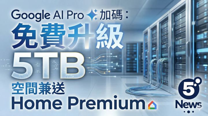 Google AI Pro 加碼：免費升級 5TB 空間兼送 Home Premium（香港未知跟唔跟）