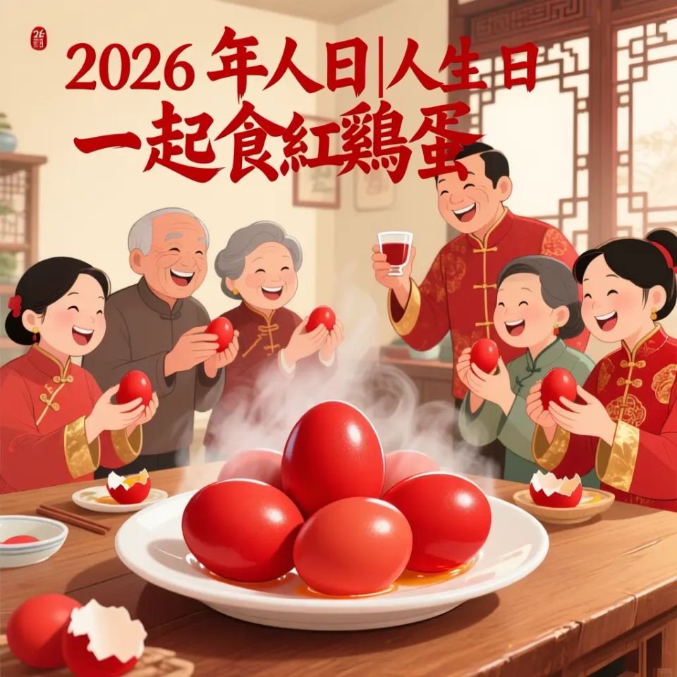 📰2026年人日|人人生日 一齊食紅雞蛋！