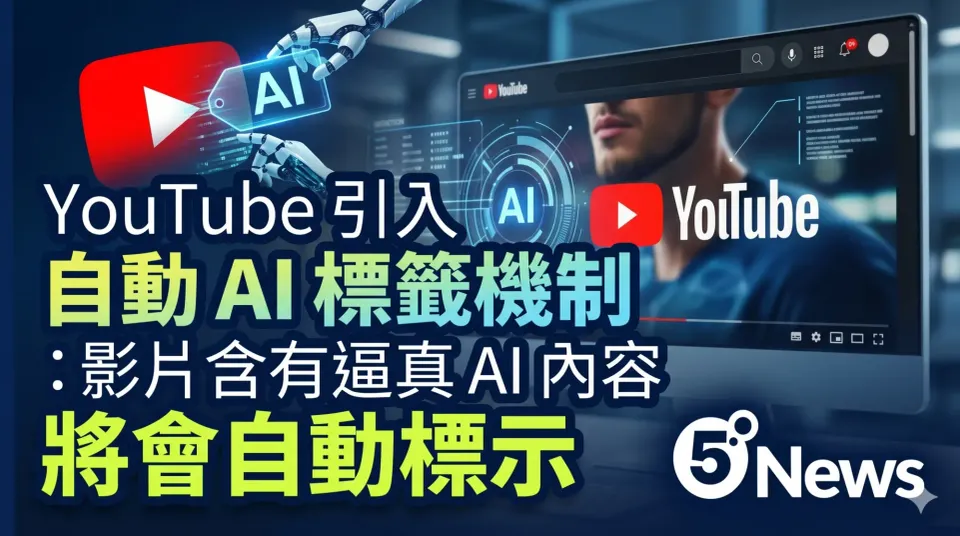 YouTube 引入自動 AI 標籤機制：影片含有逼真 AI 內容將會自動標示