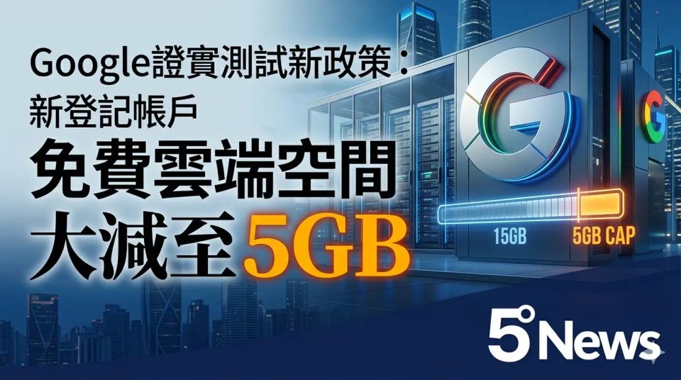 Google證實測試新政策：新登記帳戶免費雲端空間或大減至 5GB