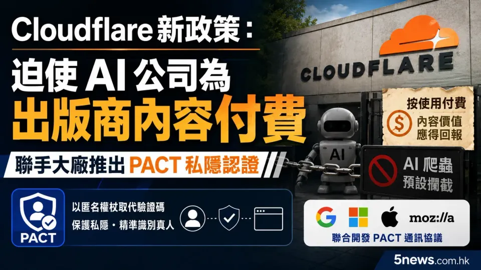 Cloudflare新政策：迫使 AI 公司為出版商內容付費及聯手大廠推出 PACT 私隱認證