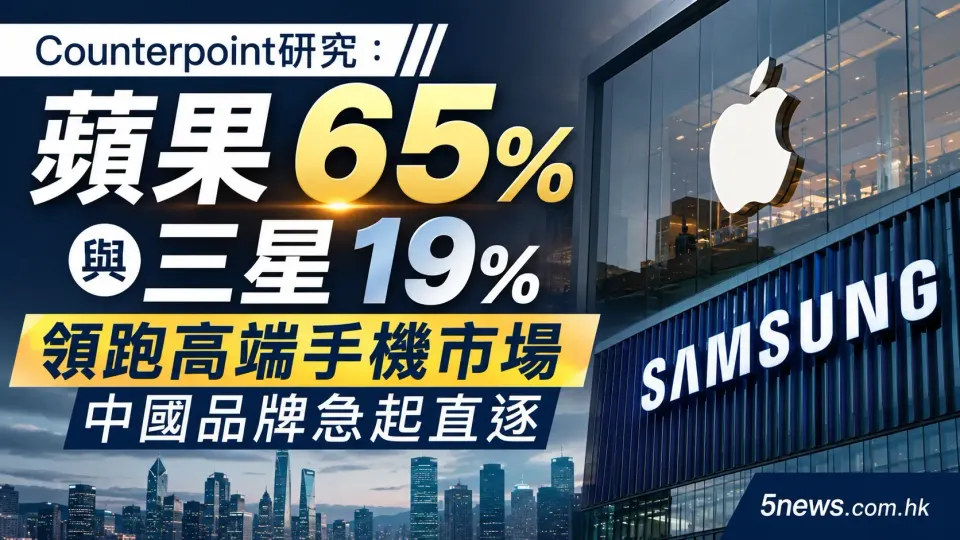 Counterpoint研究：蘋果65%與三星19%領跑高端手機市場 中國品牌急起直逐