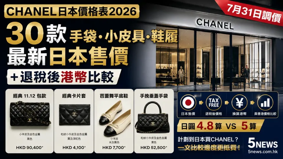 CHANEL｜日本價格表：30款手袋、小皮具、鞋履最新日本售價＋退稅後港幣比較
