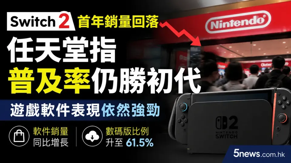 Switch 2 首年銷量回落 任天堂指普及率仍勝初代 遊戲軟件表現依然強勁