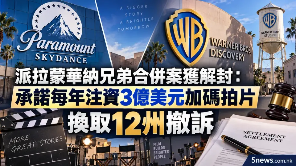 派拉蒙華納兄弟合併案獲解封：承諾每年注資3億美元加碼拍片 換取12州撤訴