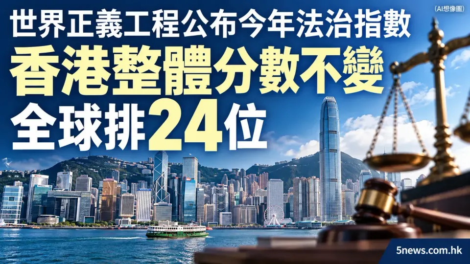 世界正義工程公布今年法治指數 香港整體分數不變全球排24位