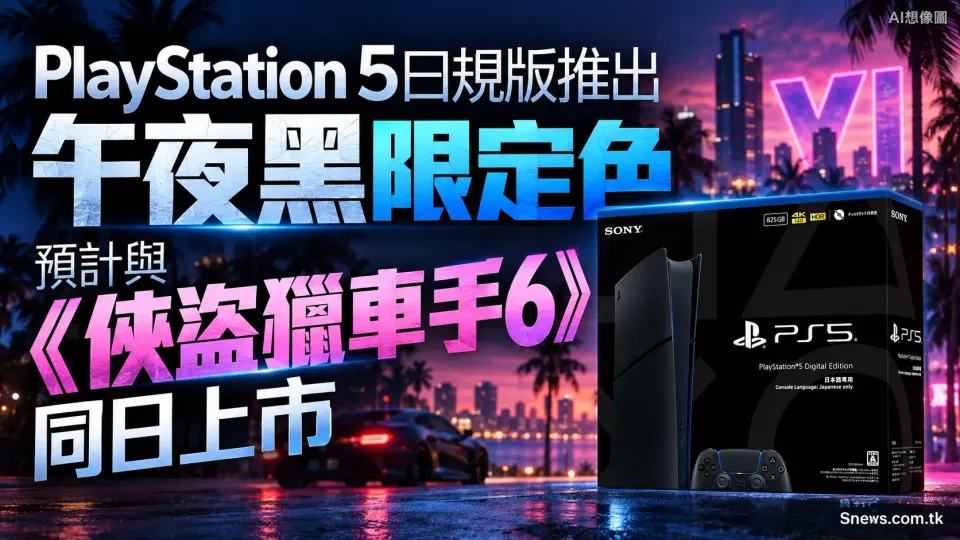 PlayStation 5日規版推出午夜黑限定色 預計與《俠盜獵車手6》同日上市