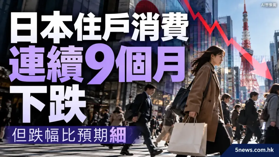 日本住戶消費連續9個月下跌，但跌幅比預期細