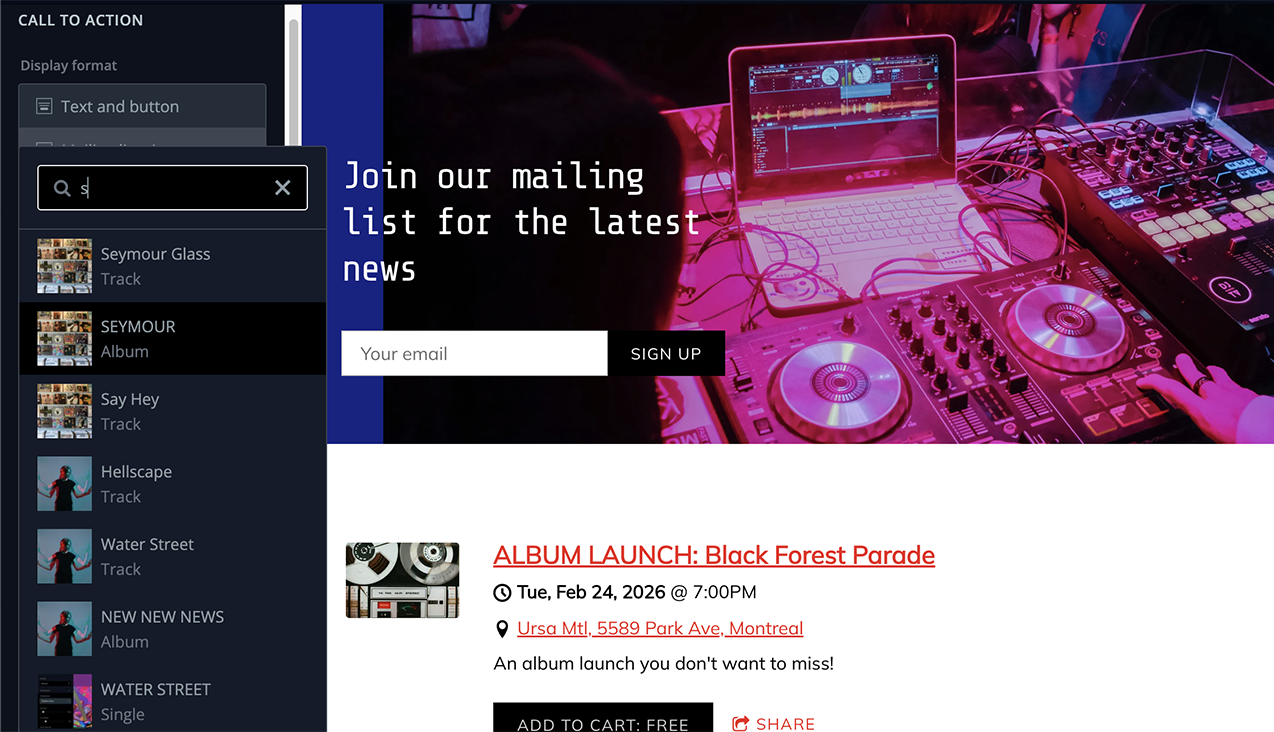 Bandzoogle Bandsintown Integration, Smarter Sharing & Search