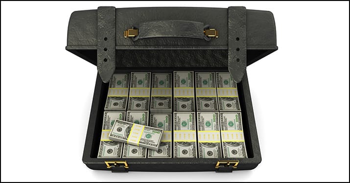 case with money depicting the music industry's royalty distribution issue
