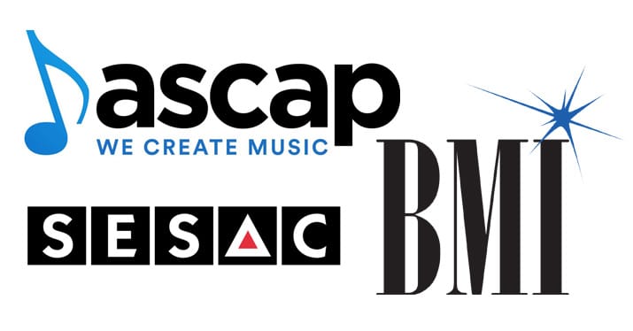 ASCAP, BMI, and SESAC logos